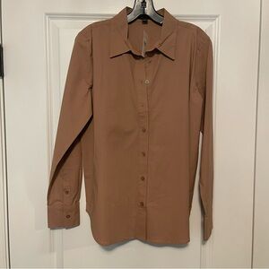 NWT Ann Taylor Tan Crisp Button-Up Shirt